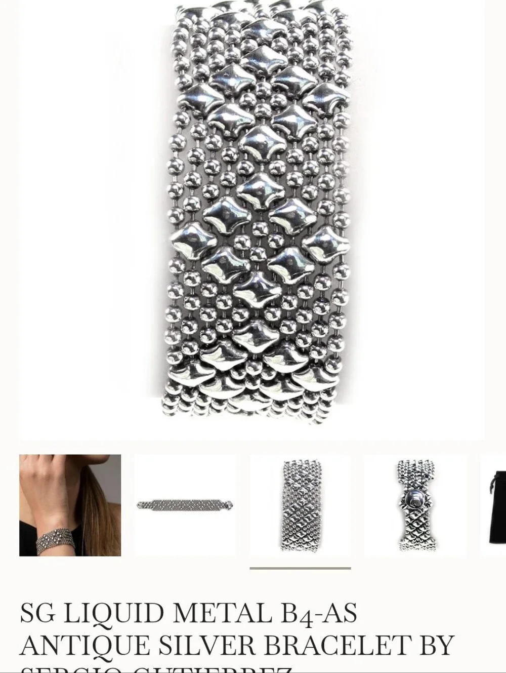 Sergio Gutierrez Liquid Metal Silver Mesh B4 Bracelet